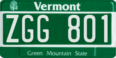 VT license plate ZGG801