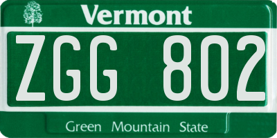 VT license plate ZGG802