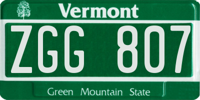 VT license plate ZGG807