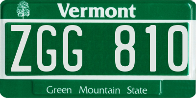 VT license plate ZGG810