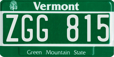 VT license plate ZGG815