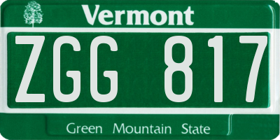 VT license plate ZGG817