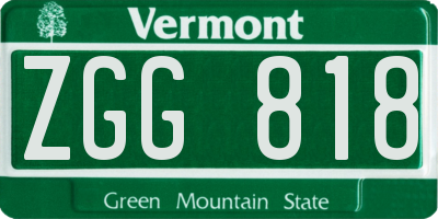VT license plate ZGG818