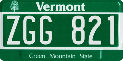 VT license plate ZGG821