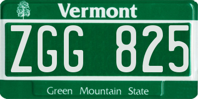 VT license plate ZGG825