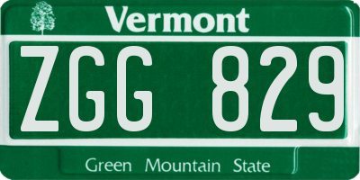 VT license plate ZGG829