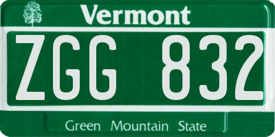 VT license plate ZGG832