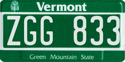 VT license plate ZGG833