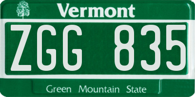 VT license plate ZGG835