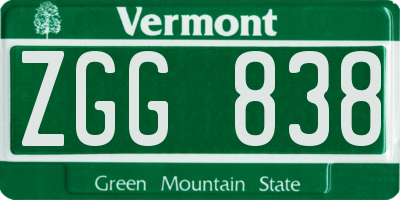 VT license plate ZGG838
