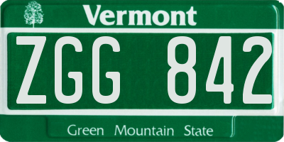 VT license plate ZGG842