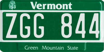 VT license plate ZGG844