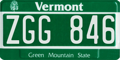 VT license plate ZGG846