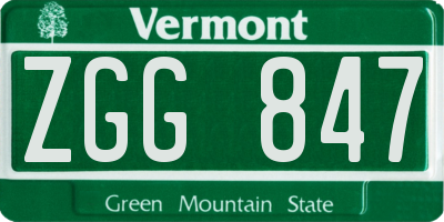 VT license plate ZGG847