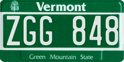 VT license plate ZGG848