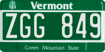 VT license plate ZGG849
