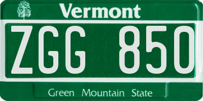 VT license plate ZGG850