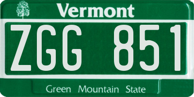 VT license plate ZGG851
