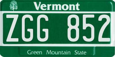 VT license plate ZGG852