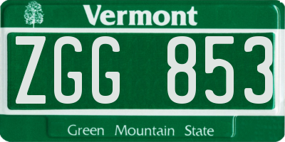 VT license plate ZGG853
