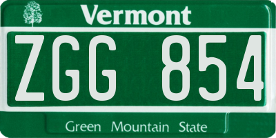 VT license plate ZGG854