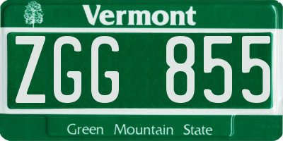 VT license plate ZGG855