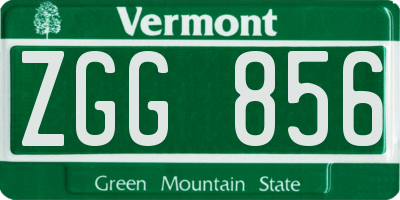 VT license plate ZGG856