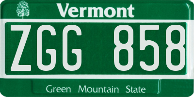 VT license plate ZGG858