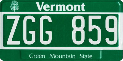VT license plate ZGG859
