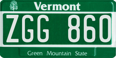 VT license plate ZGG860