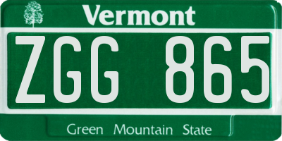 VT license plate ZGG865