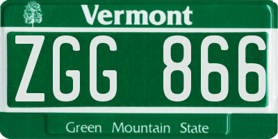 VT license plate ZGG866