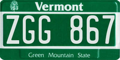 VT license plate ZGG867