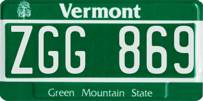 VT license plate ZGG869