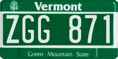 VT license plate ZGG871