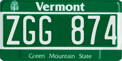 VT license plate ZGG874