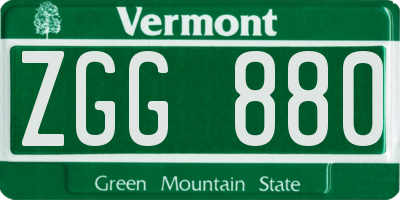 VT license plate ZGG880