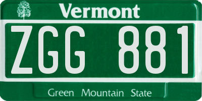 VT license plate ZGG881