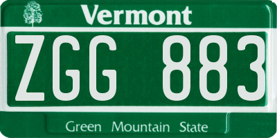 VT license plate ZGG883