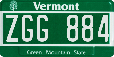 VT license plate ZGG884