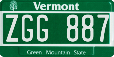 VT license plate ZGG887