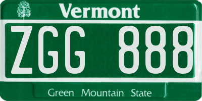 VT license plate ZGG888