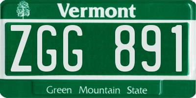 VT license plate ZGG891
