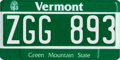 VT license plate ZGG893
