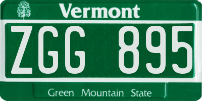 VT license plate ZGG895