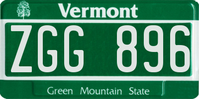 VT license plate ZGG896