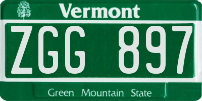 VT license plate ZGG897