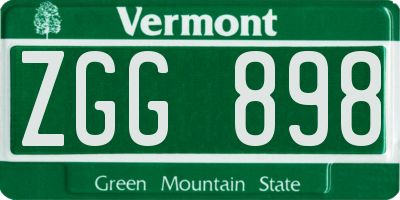 VT license plate ZGG898