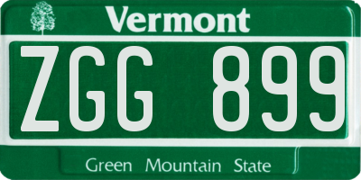 VT license plate ZGG899
