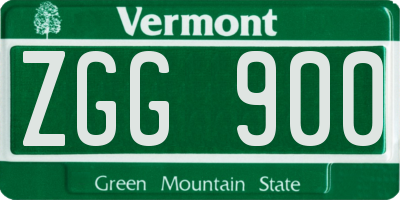 VT license plate ZGG900